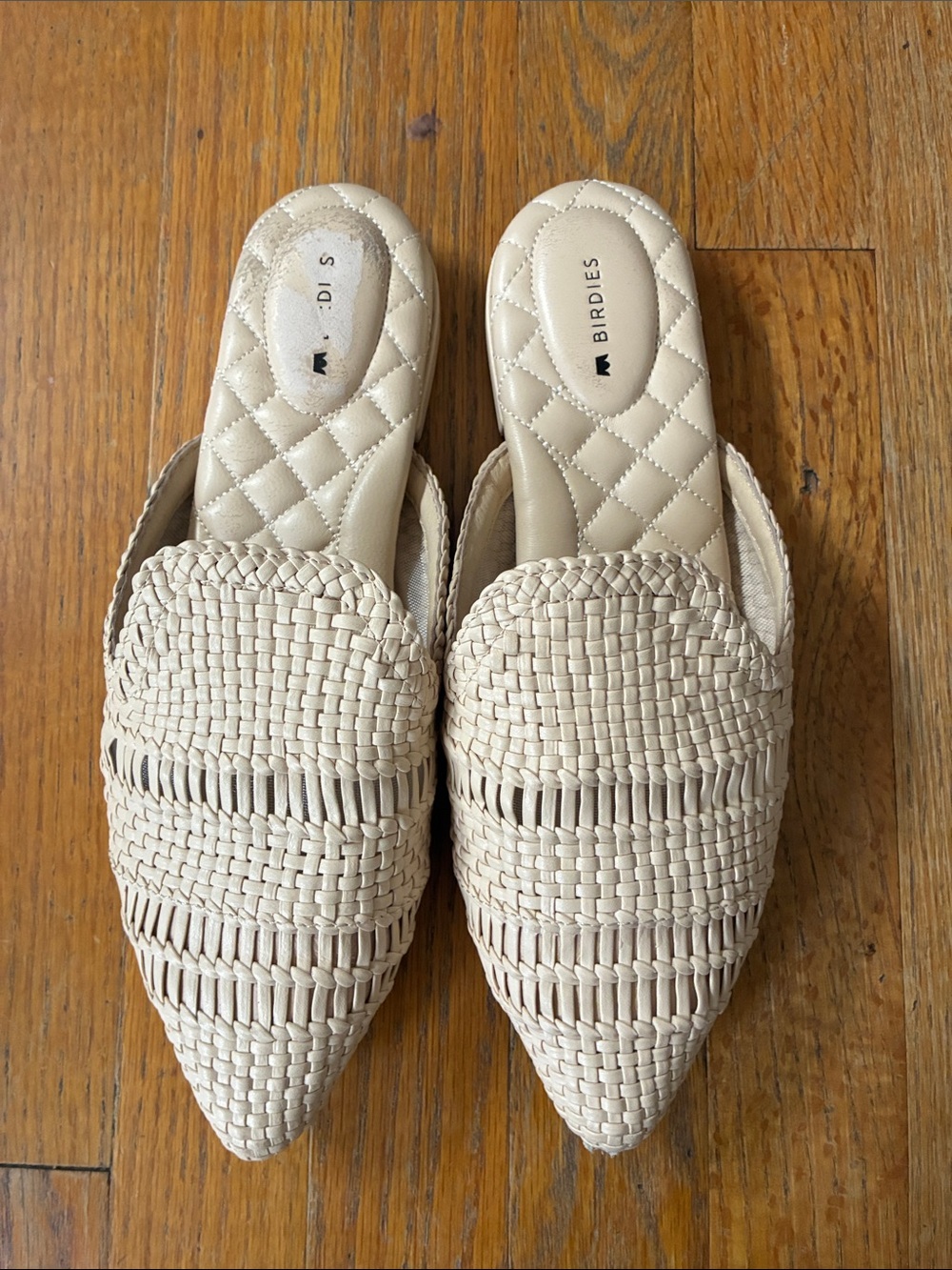 Birdies Cream Woven Pointed-Toe Slip-On Mule size 8